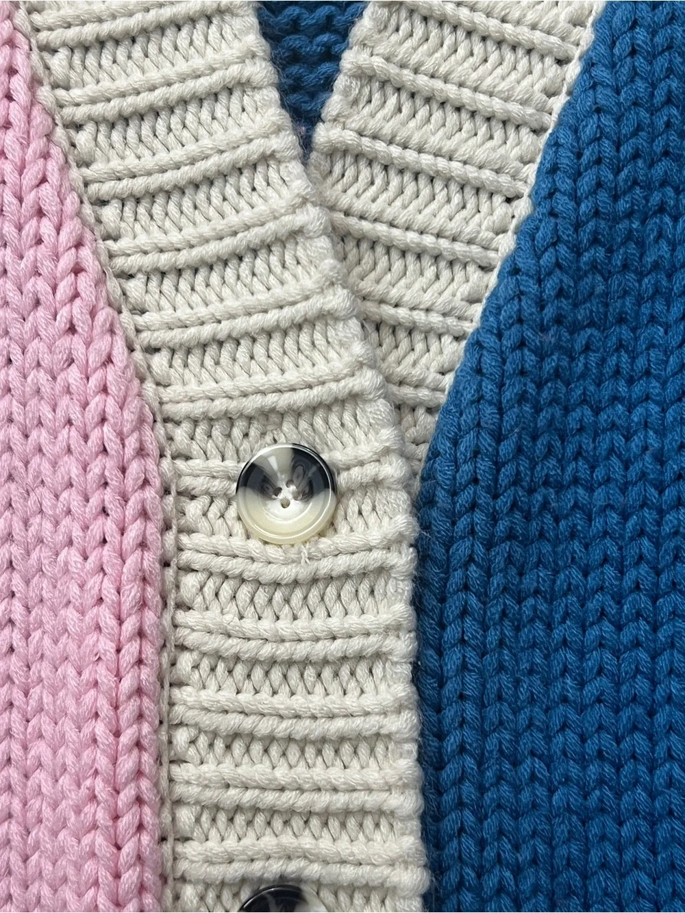 Forever 21 Colorblock Button-Up Cardigan in Pink, Blue, Cream, Black